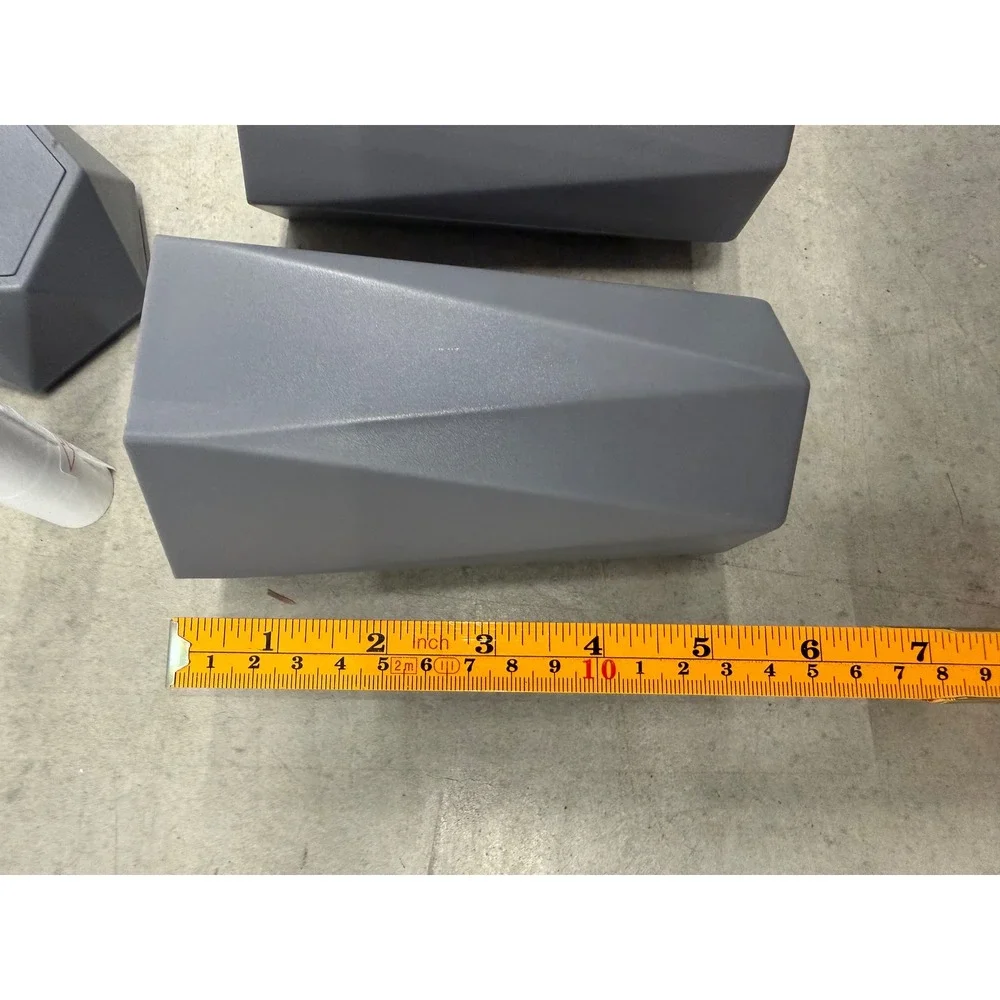 Set of 2 Geometric Mini Trash Cans Gray Car Cup Holder Desk Bin with Push Lid